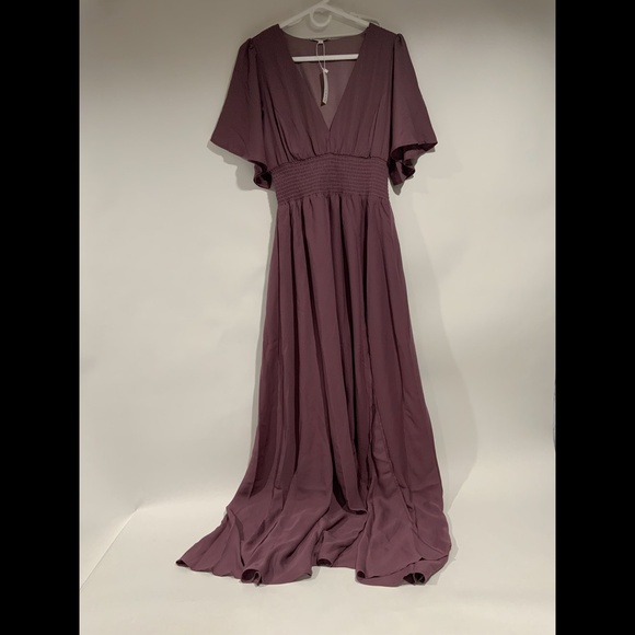 NWT Verona Smocked Maxi Plum Purple Dress - Picture 3 of 8